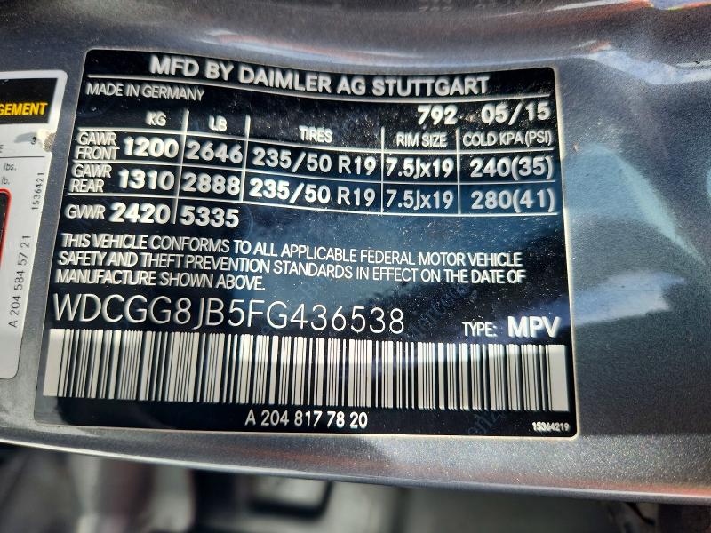 Продаж на аукціоні авто 2015 Mercedes-benz Glk, vin: WDCGG8JB5FG436538, номер лоту: 55571016