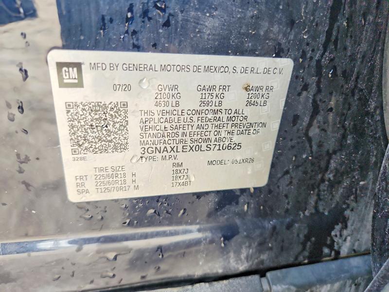 2020 Chevrolet Equinox მანქანა იყიდება აუქციონზე, vin: 3GNAXLEX0LS710625, აუქციონის ნომერი: 56262416