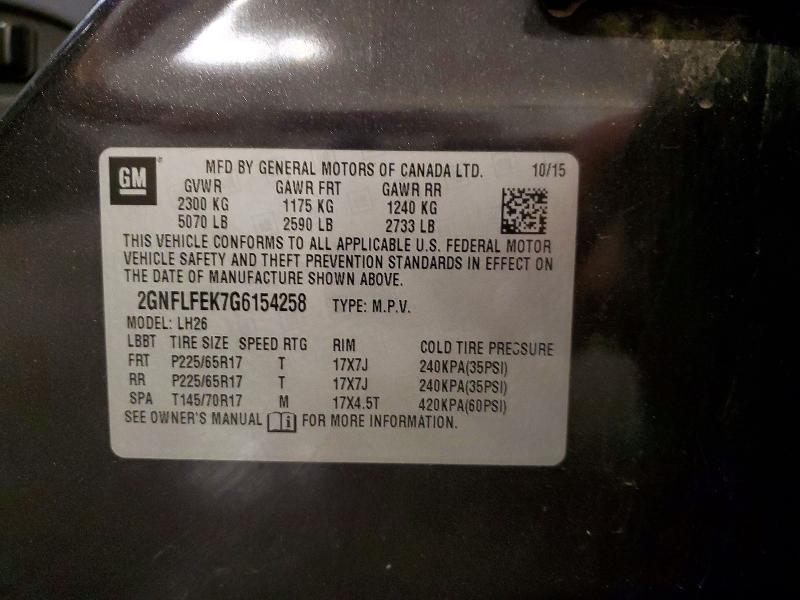 2016 Chevrolet Equinox მანქანა იყიდება აუქციონზე, vin: 2GNFLFEK7G6154258, აუქციონის ნომერი: 54476506