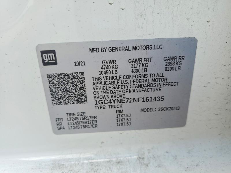 Продаж на аукціоні авто 2022 Chevrolet Silverado, vin: 1GC4YNE72NF161435, номер лоту: 59267036