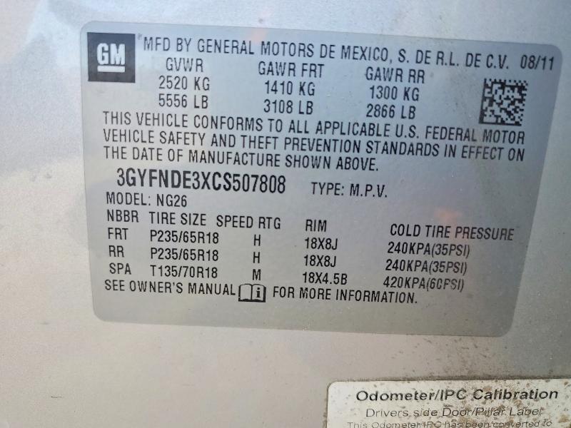2012 Cadillac Srx მანქანა იყიდება აუქციონზე, vin: 3GYFNDE3XCS507808, აუქციონის ნომერი: 58939346