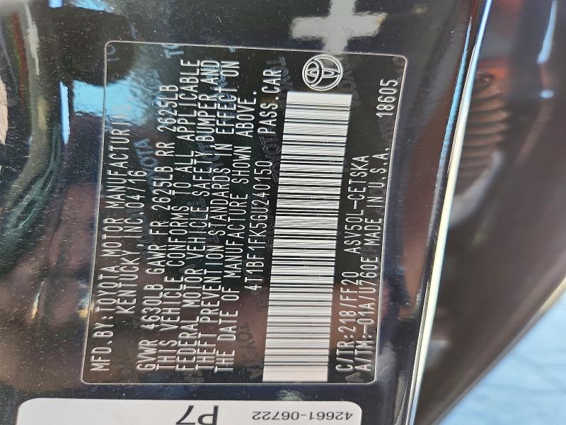 Продажа на аукционе авто 2016 Toyota Camry, vin: 4T1BF1FK5GU240150, номер лота: 56246596