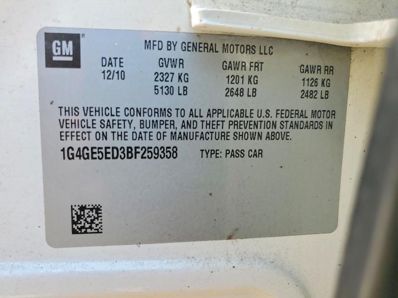 Продажа на аукционе авто 2011 Buick Lacrosse, vin: 1G4GE5ED3BF259358, номер лота: 54870746
