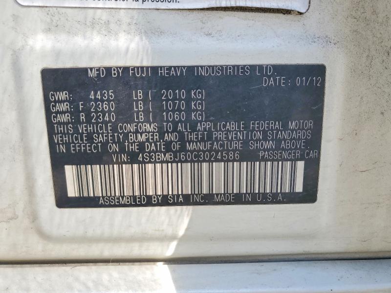 Продаж на аукціоні авто 2012 Subaru Legacy, vin: 4S3BMBJ60C3024586, номер лоту: 58079776