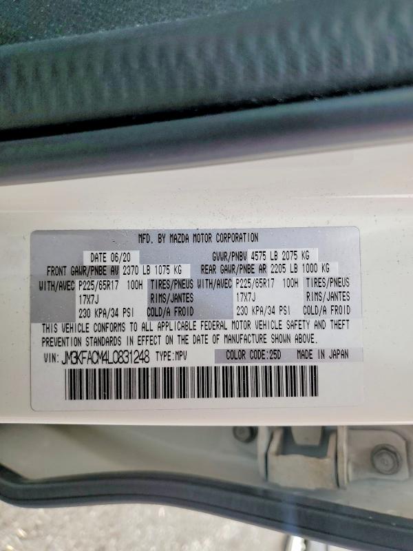 Aukcja sprzedaży 2020 Mazda Cx-5, vin: JM3KFACM4L0831248, numer aukcji: 58132096