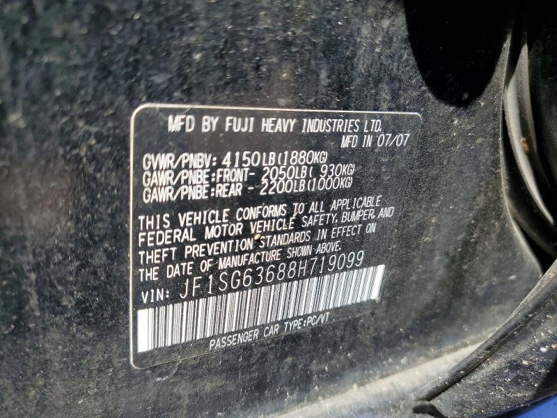 Продажа на аукционе авто 2008 Subaru Forester, vin: JF1SG63688H719099, номер лота: 55814816