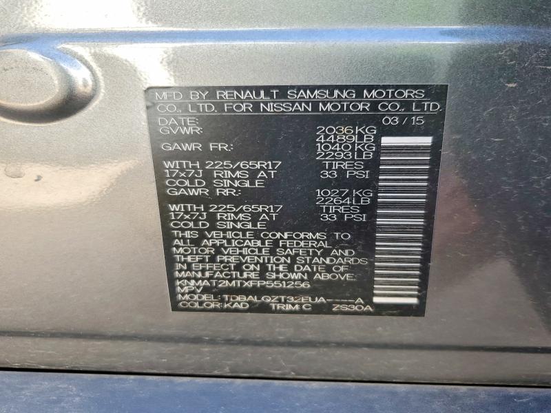 58450616 :رقم المزاد ، KNMAT2MTXFP551256 vin ، 2015 Nissan Rogue مزاد بيع