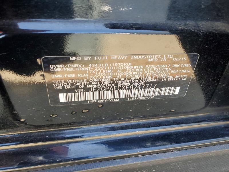 Aukcja sprzedaży 2015 Subaru Xv Crosstrek, vin: JF2GPAFCXF8247717, numer aukcji: 56339966