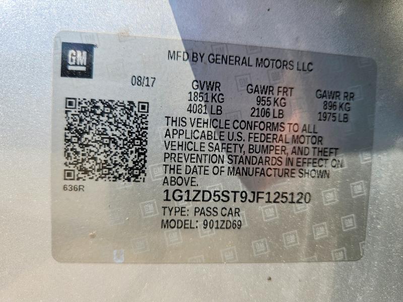 Продажа на аукционе авто 2018 Chevrolet Malibu, vin: 1G1ZD5ST9JF125120, номер лота: 56279986
