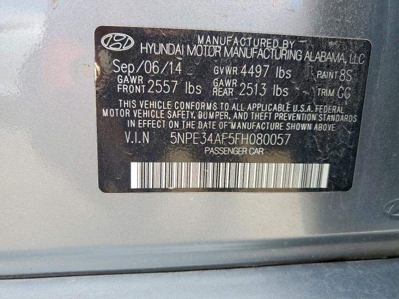 2015 Hyundai Sonata მანქანა იყიდება აუქციონზე, vin: 5NPE34AF5FH080057, აუქციონის ნომერი: 56415336