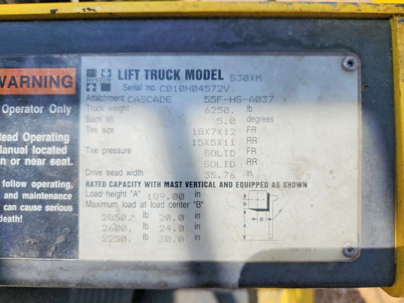 2026 Hyster S30xm მანქანა იყიდება აუქციონზე, vin: C010H04572V, აუქციონის ნომერი: 55535656