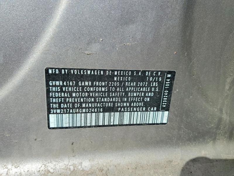 58480666 :رقم المزاد ، 3VW217AU8GM024616 vin ، 2016 Volkswagen Golf مزاد بيع