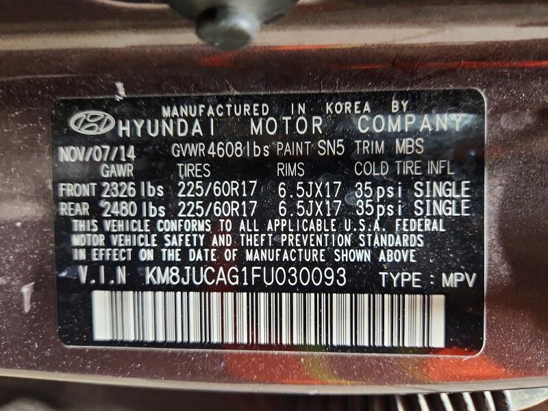 Aukcja sprzedaży 2015 Hyundai Tucson, vin: KM8JUCAG1FU030093, numer aukcji: 59233406