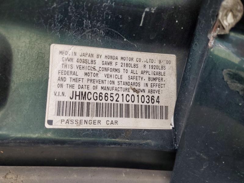 Aukcja sprzedaży 2001 Honda Accord, vin: JHMCG66521C010364, numer aukcji: 85449865