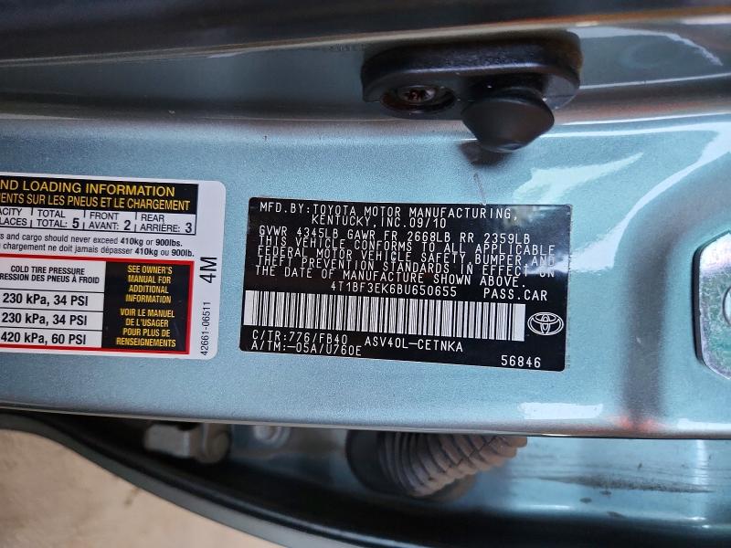 Продаж на аукціоні авто 2011 Toyota Camry, vin: 4T1BF3EK6BU650655, номер лоту: 56658806