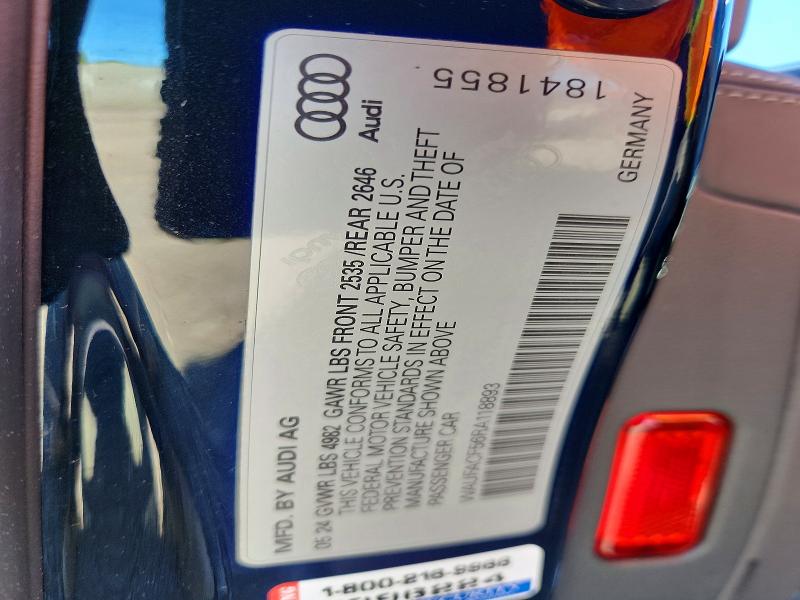 2024 Audi A5 მანქანა იყიდება აუქციონზე, vin: WAUFACF56RA118893, აუქციონის ნომერი: 55468096