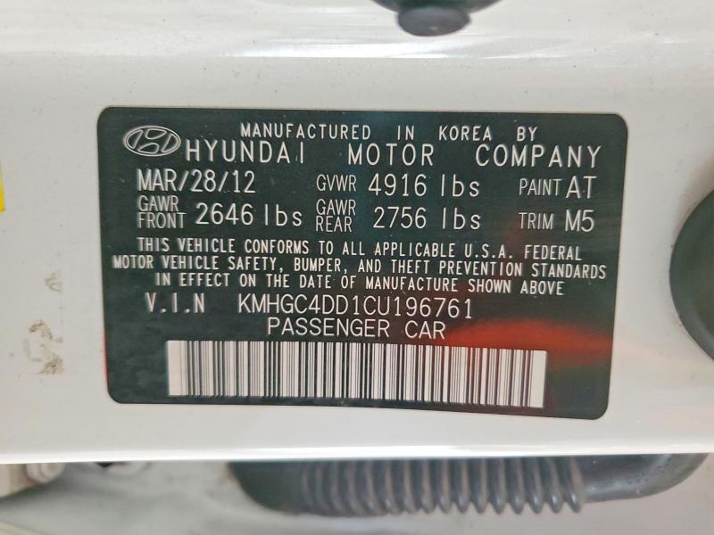 Aukcja sprzedaży 2012 Hyundai Genesis, vin: KMHGC4DD1CU196761, numer aukcji: 56369076