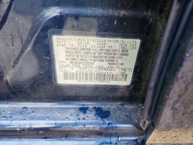 2018 Nissan Sentra მანქანა იყიდება აუქციონზე, vin: 3N1AB7AP2JY320496, აუქციონის ნომერი: 57265496