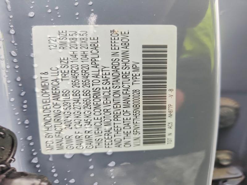 Aukcja sprzedaży 2022 Honda Passport, vin: 5FNYF7H55NB000028, numer aukcji: 56593296