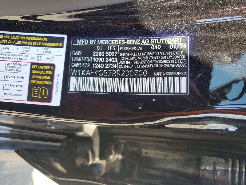 Продажа на аукционе авто 2024 Mercedes-benz C, vin: W1KAF4GB7RR200700, номер лота: 56451636
