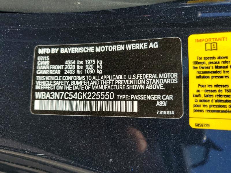 58967146 :رقم المزاد ، WBA3N7C54GK225550 vin ، 2016 Bmw 428 مزاد بيع