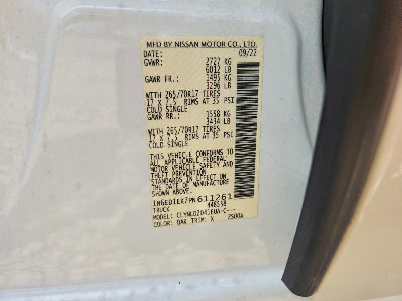 55831286 :رقم المزاد ، 1N6ED1EK7PN611261 vin ، 2023 Nissan Frontier مزاد بيع