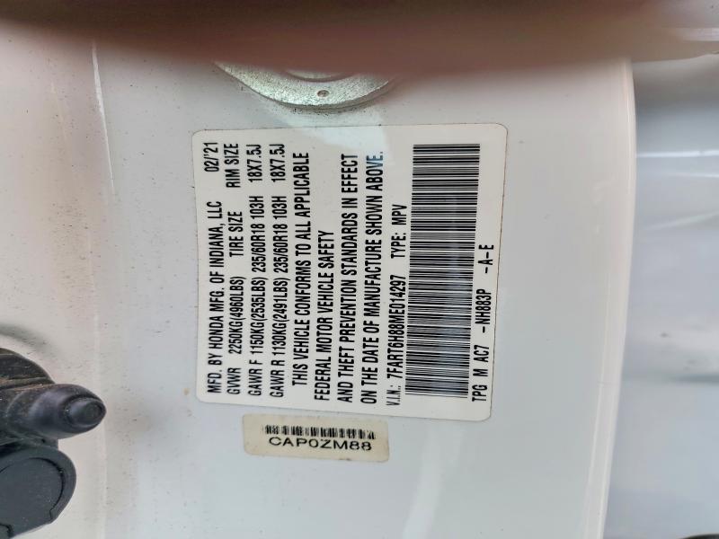 Продаж на аукціоні авто 2021 Honda Cr-v, vin: 7FART6H88ME014297, номер лоту: 56456286