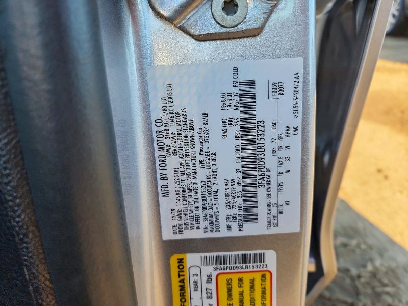 58134566 :رقم المزاد ، 3FA6P0D93LR153223 vin ، 2020 Ford Fusion مزاد بيع