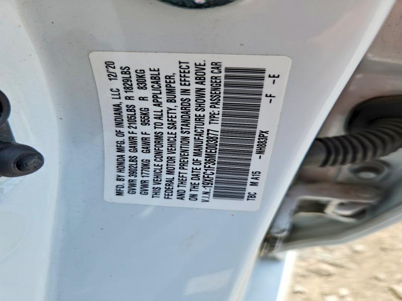 Продажа на аукционе авто 2021 Honda Civic, vin: 19XFC1F36ME003877, номер лота: 58520316