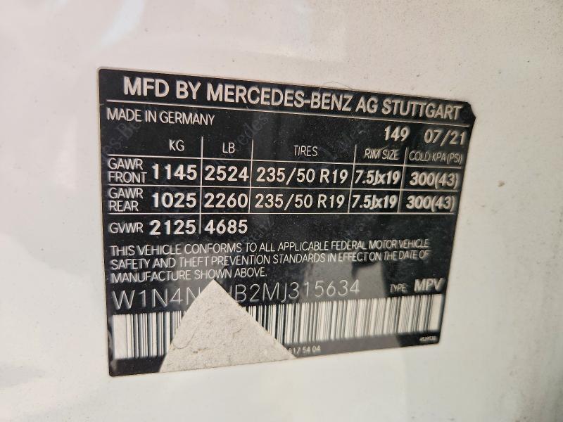 56154696 :رقم المزاد ، W1N4N4HB2MJ315634 vin ، 2021 Mercedes-benz Gla مزاد بيع