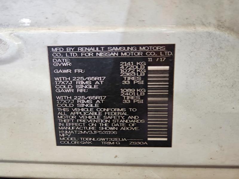 2018 Nissan Rogue მანქანა იყიდება აუქციონზე, vin: KNMAT2MV3JP531196, აუქციონის ნომერი: 56872186