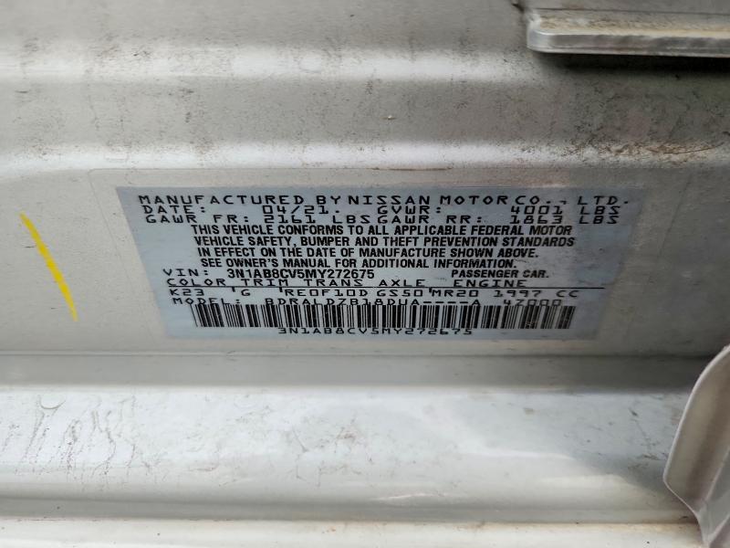 2021 Nissan Sentra მანქანა იყიდება აუქციონზე, vin: 3N1AB8CV5MY272675, აუქციონის ნომერი: 56240826