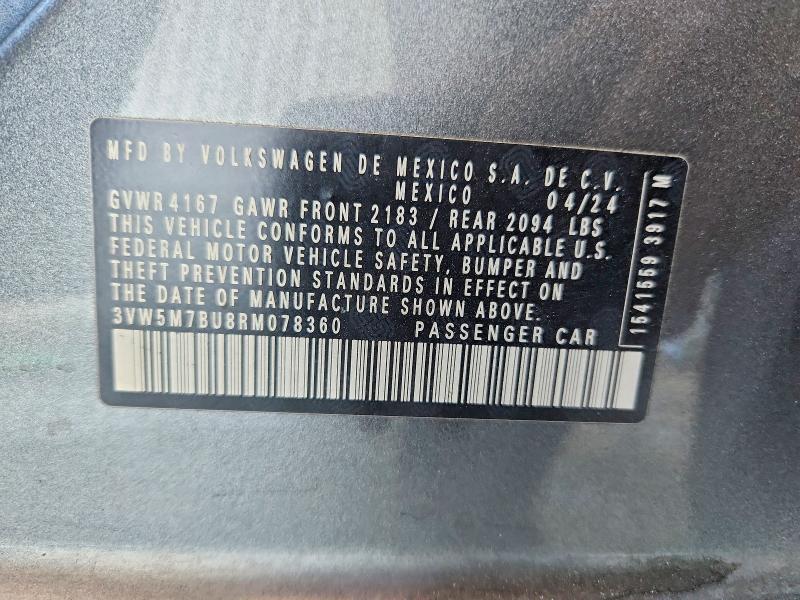 2024 Volkswagen Jetta მანქანა იყიდება აუქციონზე, vin: 3VW5M7BU8RM078360, აუქციონის ნომერი: 57652176