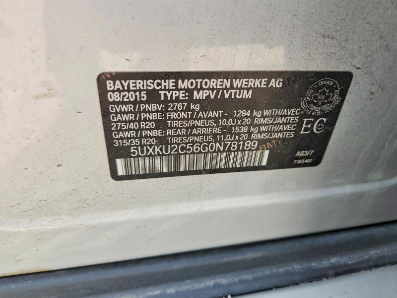 Продажа на аукционе авто 2016 Bmw X6, vin: 5UXKU2C56G0N78189, номер лота: 58938776