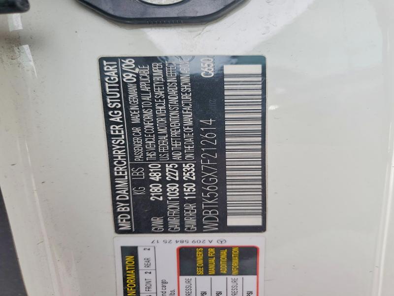 Aukcja sprzedaży 2007 Mercedes-benz Clk, vin: WDBTK56GX7F212614, numer aukcji: 56254526