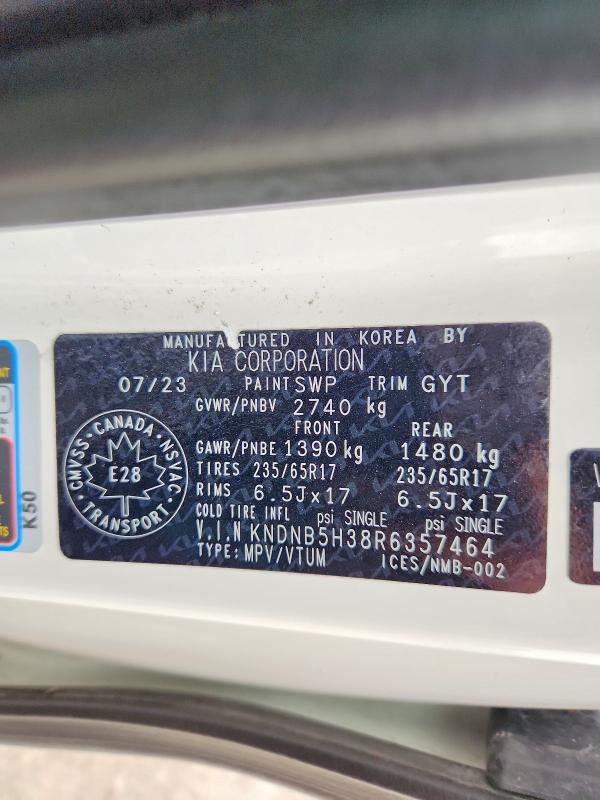 2024 Kia Carnival მანქანა იყიდება აუქციონზე, vin: KNDNB5H38R6357464, აუქციონის ნომერი: 58116156