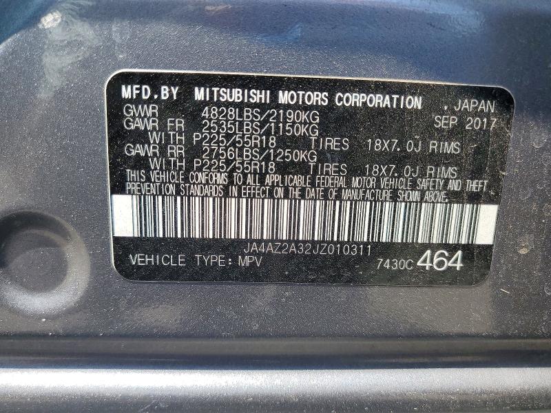 Aukcja sprzedaży 2018 Mitsubishi Outlander, vin: JA4AZ2A32JZ010311, numer aukcji: 58948676