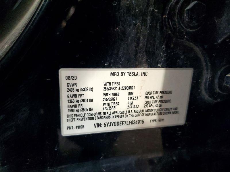 2020 Tesla Model Y მანქანა იყიდება აუქციონზე, vin: 5YJYGDEF7LF034915, აუქციონის ნომერი: 57323416