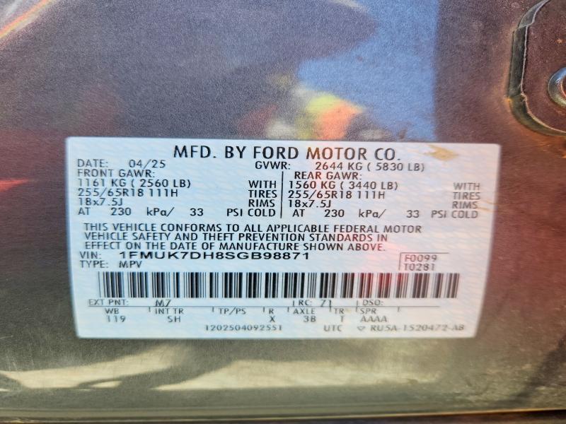 Auction sale of the 2025 Ford Explorer, vin: 1FMUK7DH8SGB98871, lot number: 58419246