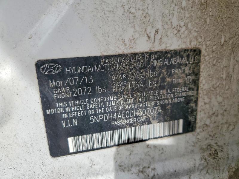 Продаж на аукціоні авто 2013 Hyundai Elantra, vin: 5NPDH4AE0DH307074, номер лоту: 85975105