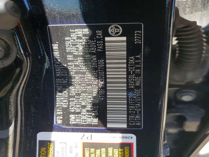Aukcja sprzedaży 2012 Toyota Camry, vin: 4T1BF1FK3CU077606, numer aukcji: 56740086