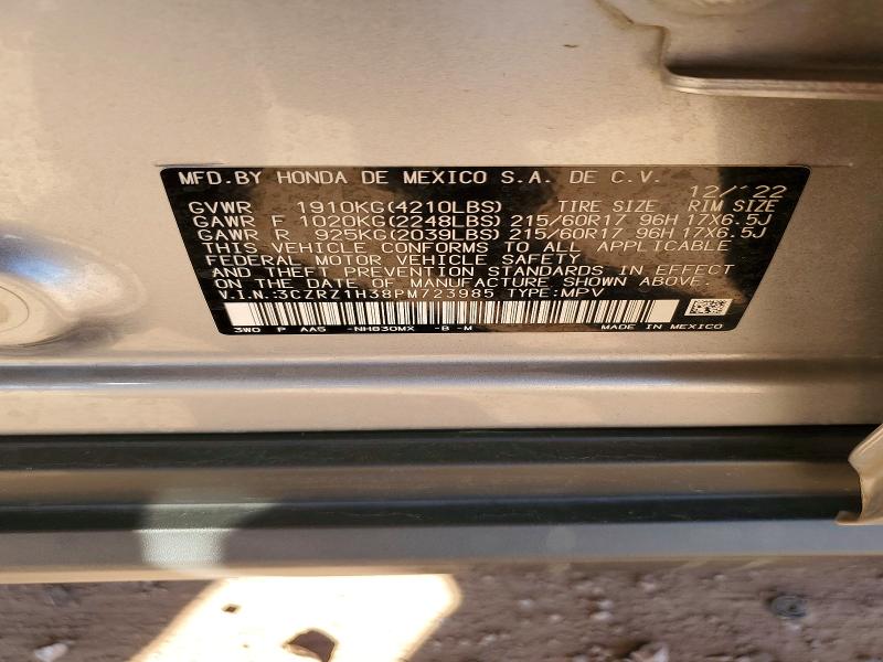 56330996 :رقم المزاد ، 3CZRZ1H38PM723985 vin ، 2023 Honda Hr-v مزاد بيع