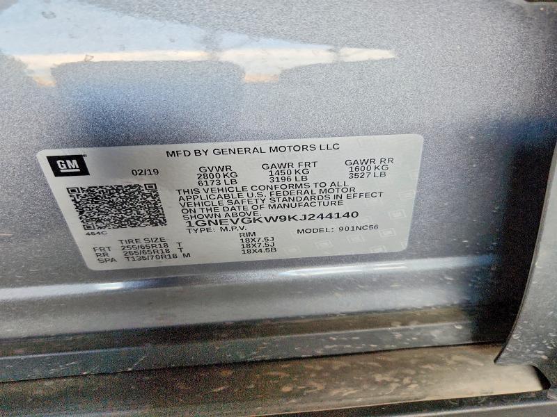 56827426 :رقم المزاد ، 1GNEVGKW9KJ244140 vin ، 2019 Chevrolet Traverse مزاد بيع