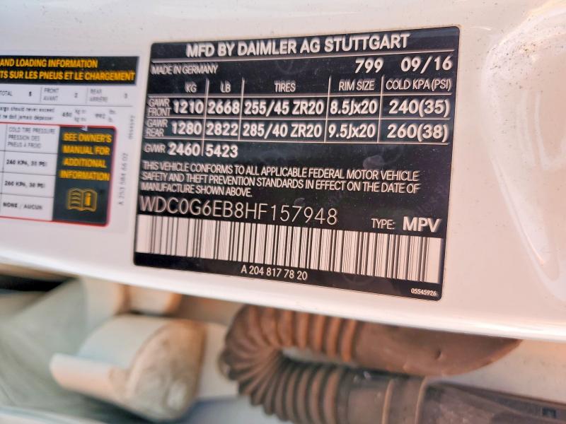 Aukcja sprzedaży 2017 Mercedes-benz Glc, vin: WDC0G6EB8HF157948, numer aukcji: 57858686