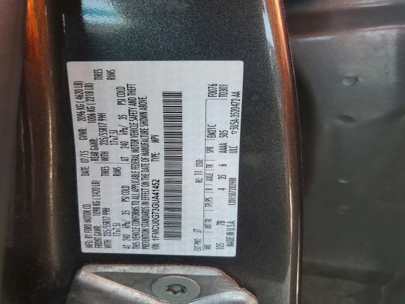 Auction sale of the 2016 Ford Escape, vin: 1FMCU0G73GUA41452, lot number: 55162846