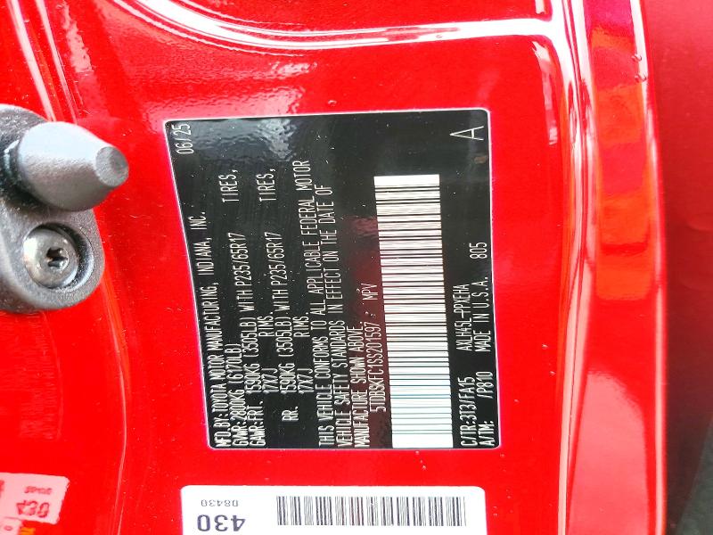 2025 Toyota Sienna მანქანა იყიდება აუქციონზე, vin: 5TDBSKFC1SS201597, აუქციონის ნომერი: 58160926