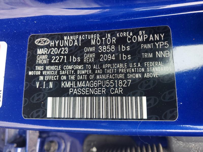 Auction sale of the 2023 Hyundai Elantra, vin: KMHLM4AG6PU551827, lot number: 57758006