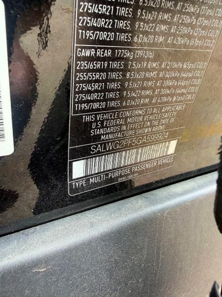 Aukcja sprzedaży 2016 Land Rover Range Rover Sport, vin: SALWG2PF5GA599924, numer aukcji: 56737316