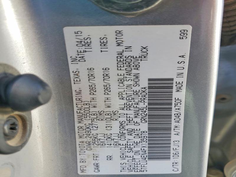 56439106 :رقم المزاد ، 5TFLU4EN4FX135978 vin ، 2015 Toyota Tacoma مزاد بيع