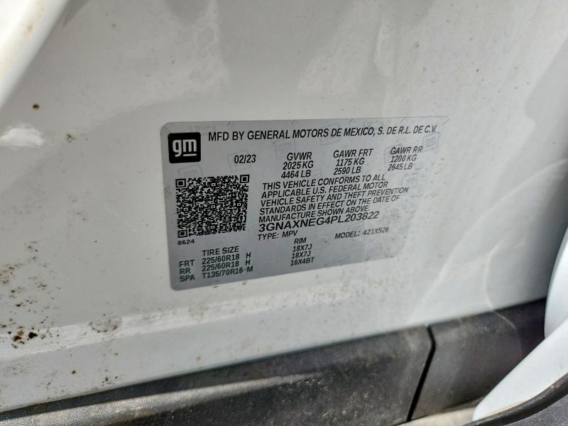 2023 Chevrolet Equinox მანქანა იყიდება აუქციონზე, vin: 3GNAXNEG4PL203822, აუქციონის ნომერი: 58185636